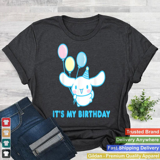 Sanrio Cinnamoroll Birthday T-Shirt Adult Classic Fit, Blue Crew Neck, Short Sleeve