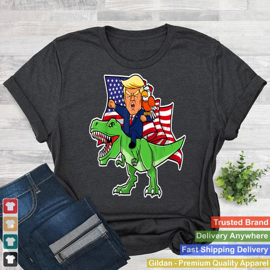 Trump Riding a Dinosaur TRex Funny Merica Patriotic July 4th