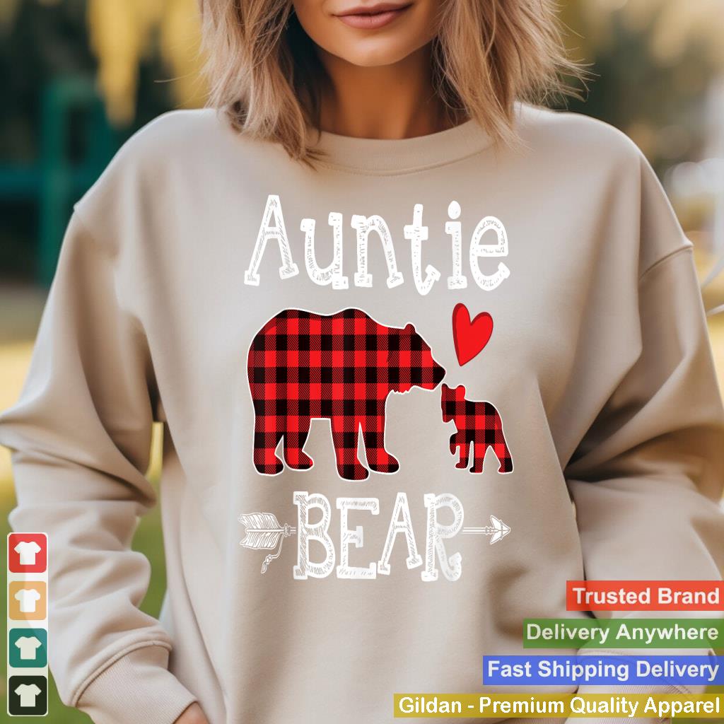 Auntie Bear Funny Family Christmas Pajama Red Plaid Buffalo