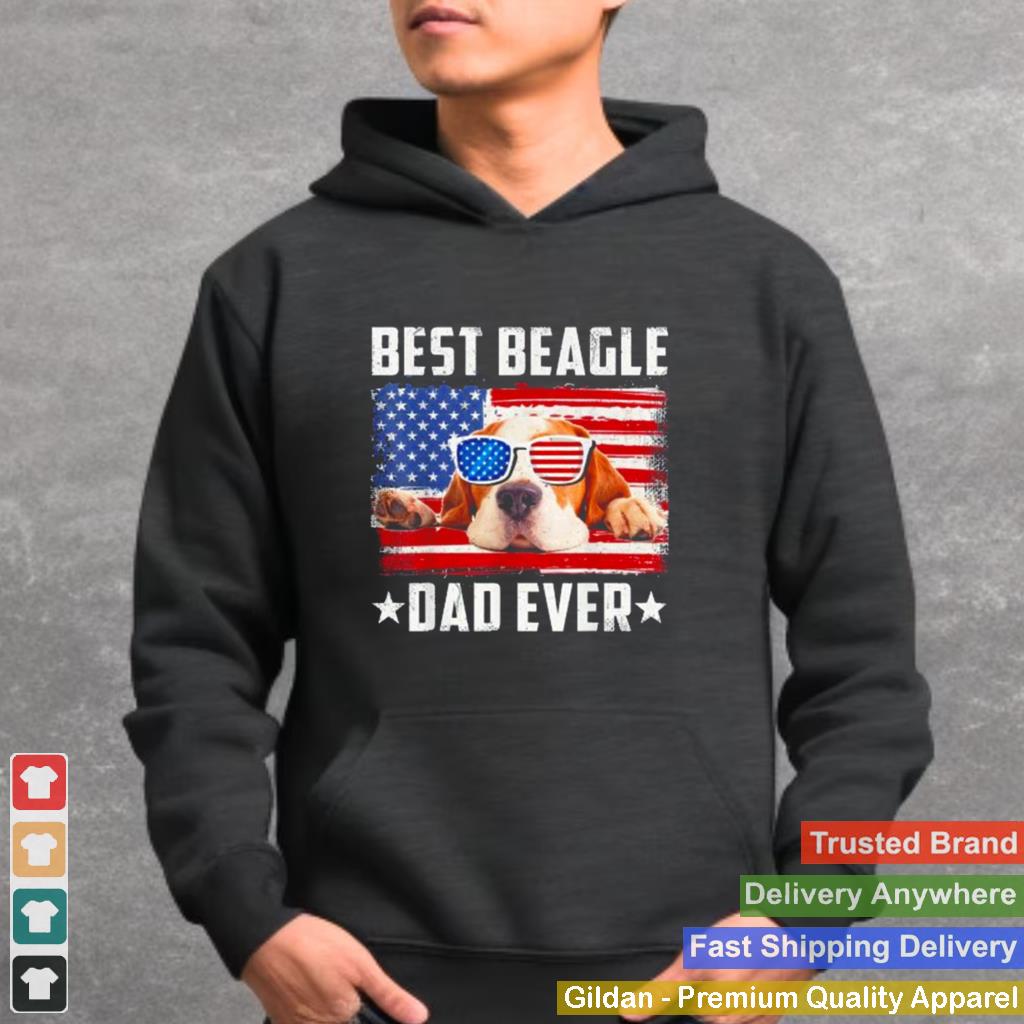 Best Beagle Dad Ever Dog Lover American Flag Shirt 2