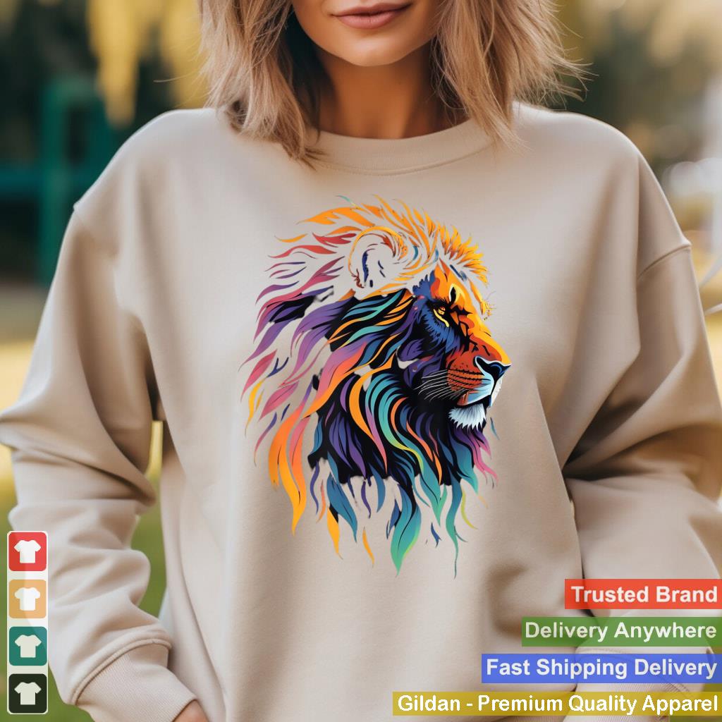 Cool Colorful Lion Head Graphic Leo August Birthday