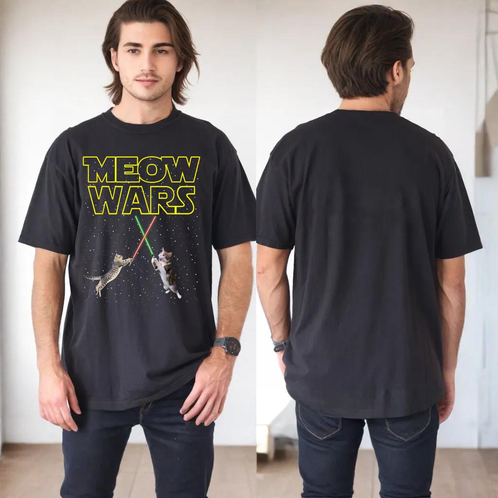 Meow Wars Cat Shirt Funny Gifts For Cats Lovers T-Shirts