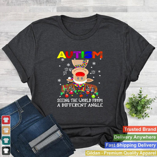 Autism Seeing The World From A Different Angle Pig Christmas Sweater Shirt