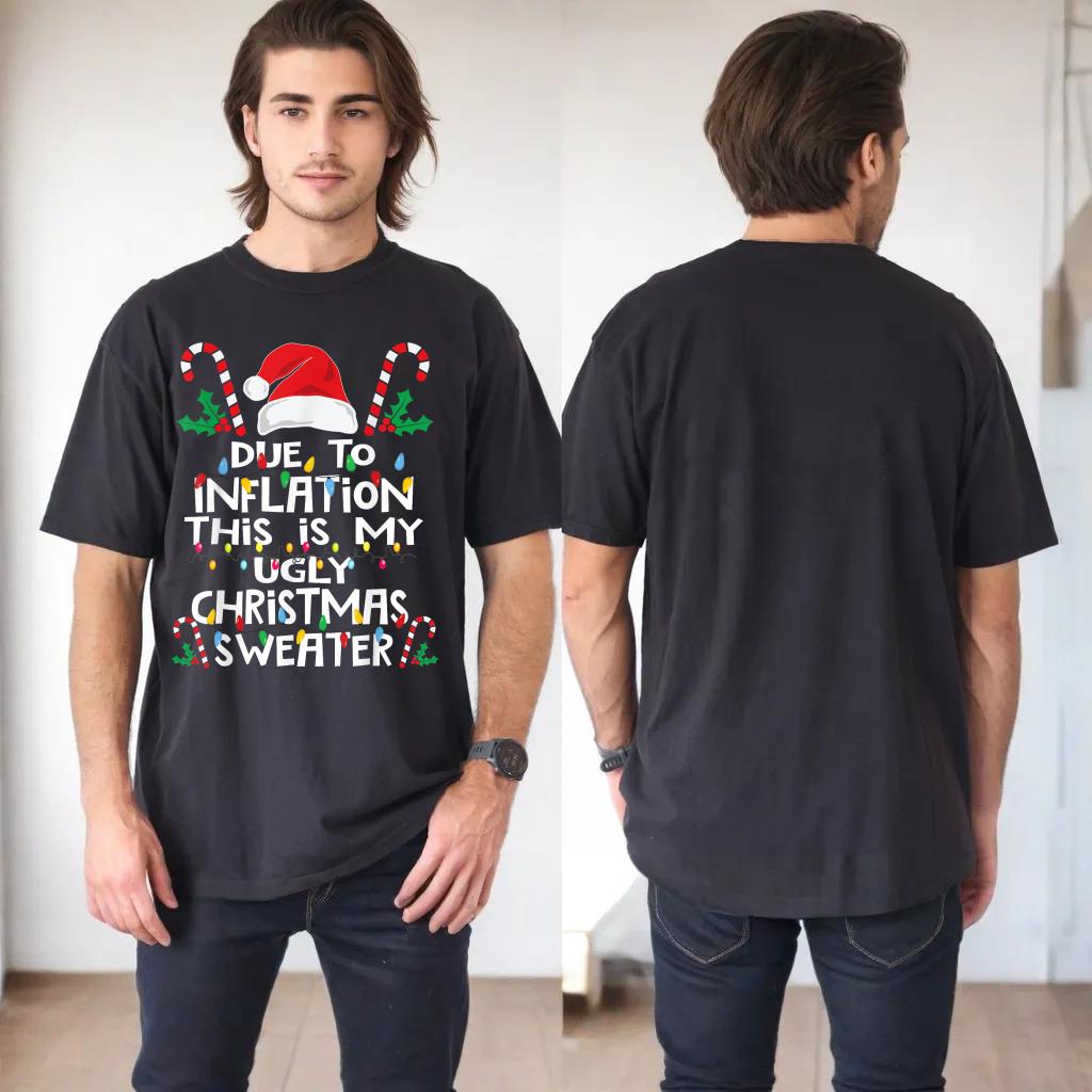 Funny Due to Inflation Ugly Christmas Sweaters For Men Women