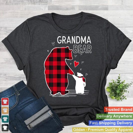 Grandma Bear Christmas Pajama Red Buffalo Plaid