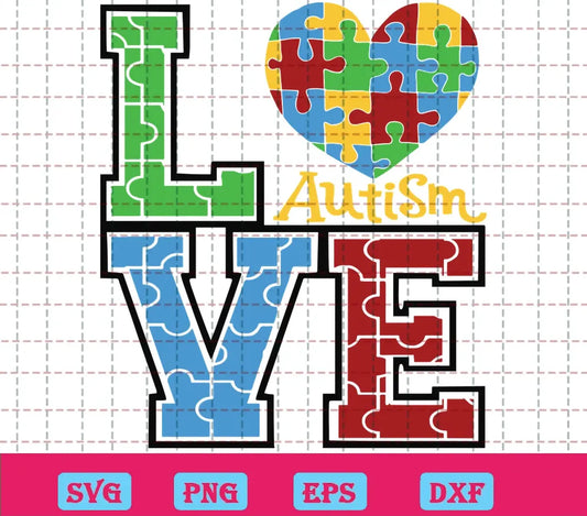 Love Heart Autism Cricut Svg Free File