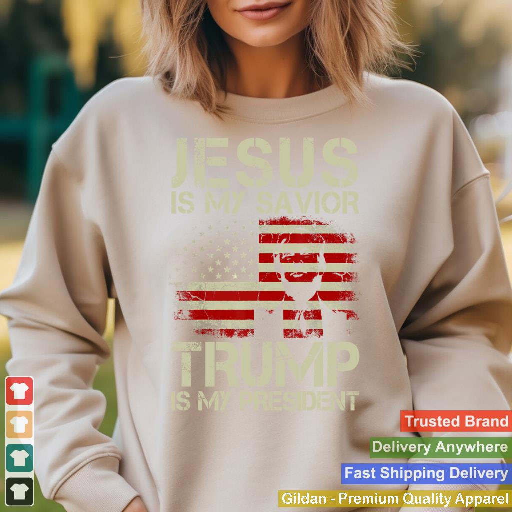 Jesus Is My Savior Trump Is My President Trump 2024 USA Flag Pullover Hoodie