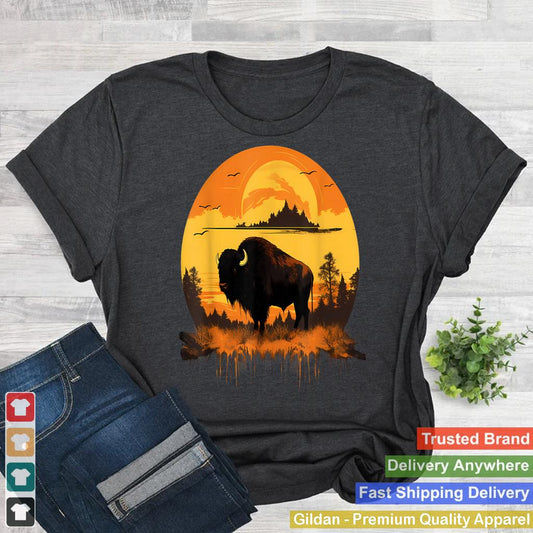 Buffalo Nature Sunset Bison Colorful Savanna Animal Art