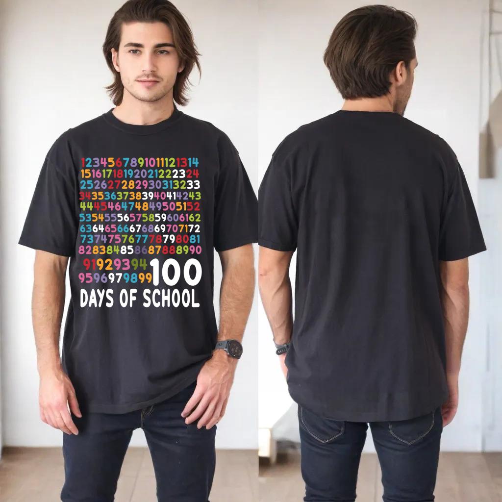 100th Day School Teacher Kids 100 Days Unicorn Math Numbers