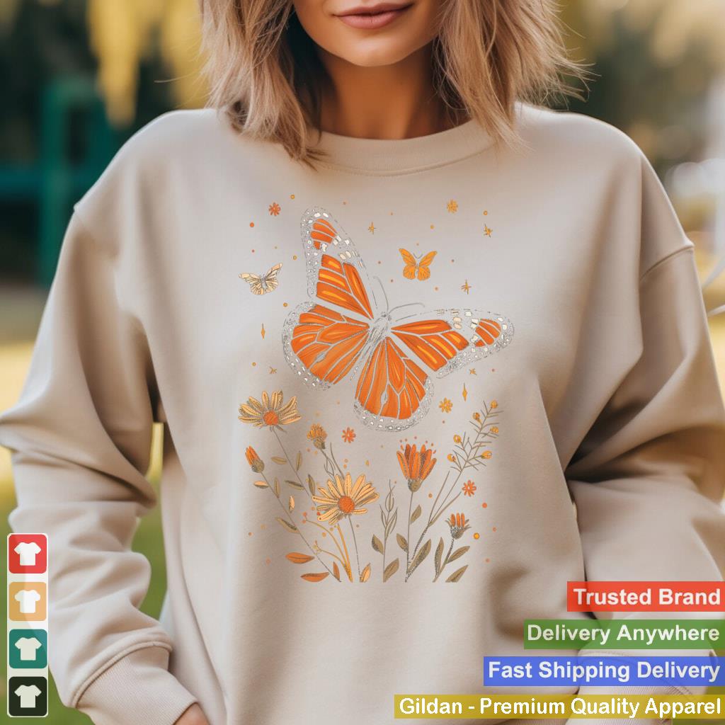 Monarch Butterfly Nature Lover Vintage Wild Flower Floral Sweatshirt