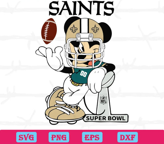 Mickey Mouse New Orleans Saints, Layered Svg Files