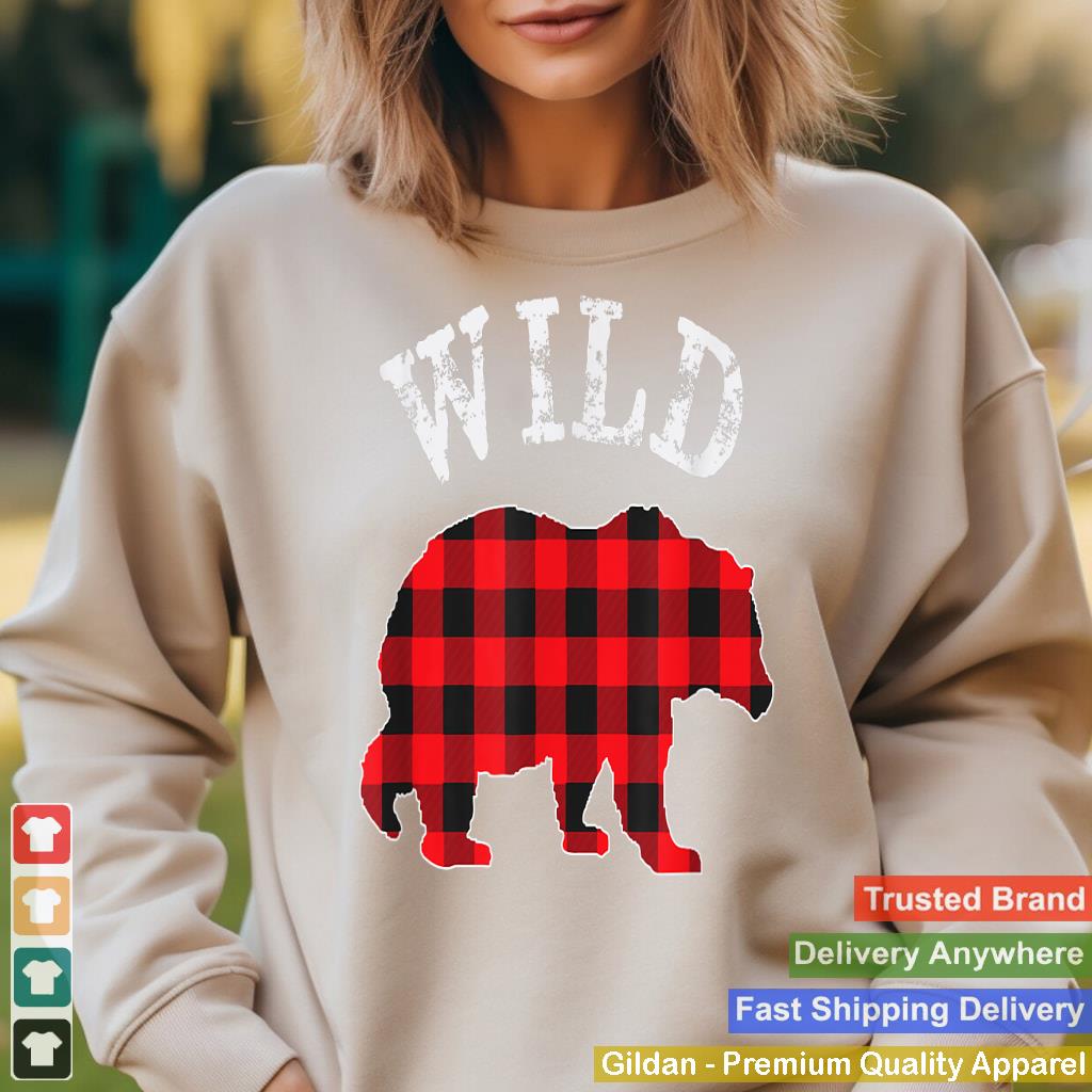 WILD Bear RED Black Buffalo Plaid Mama Checkerboard Pattern