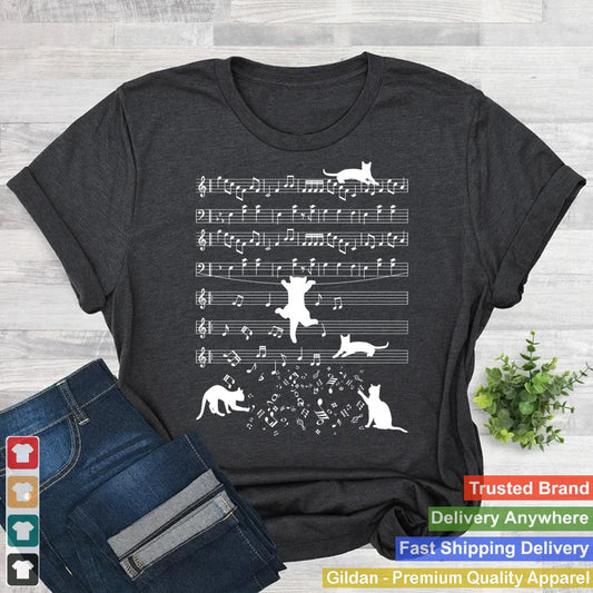 Cute Cat Kitty Playing Music Note Clef Piano Musician Art