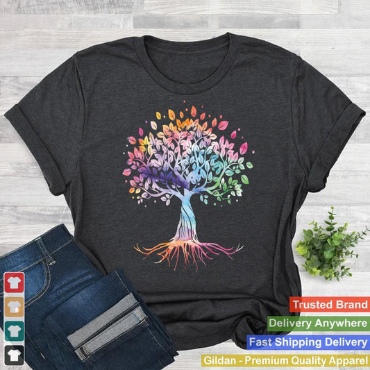 Colorful Life Is Really Good Vintage Unique Tree Art Gift