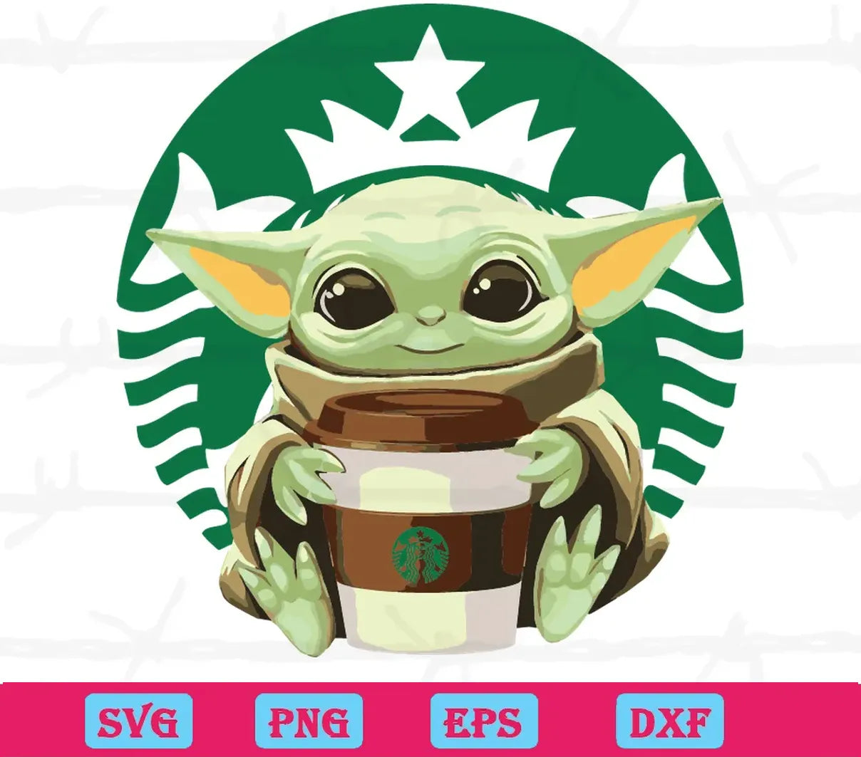 Baby Yoda Starbucks Svg