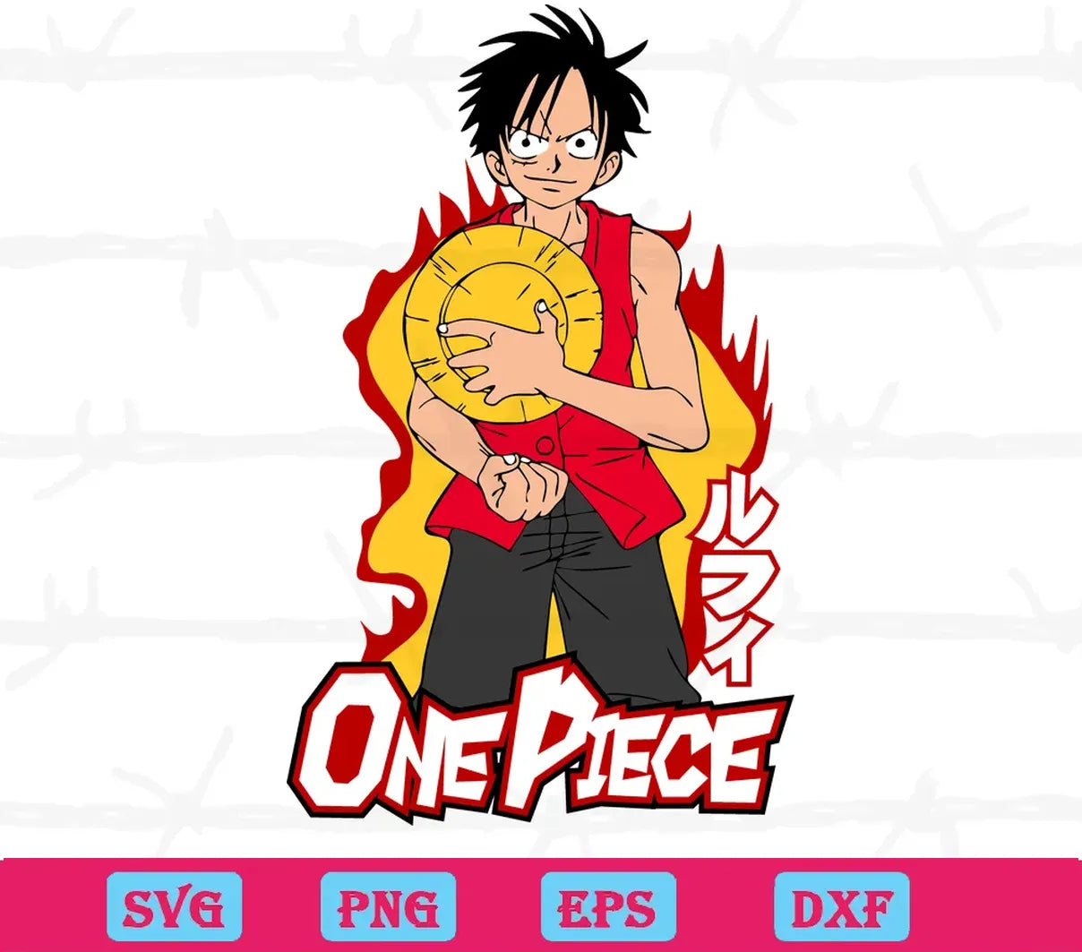 Monkey D. Luffy One Piece With Straw Hat , Cutting File Svg