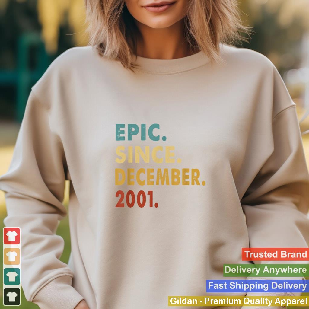 20 Years Old Gifts Epic Since December 2001 20th Birthday T Shirt