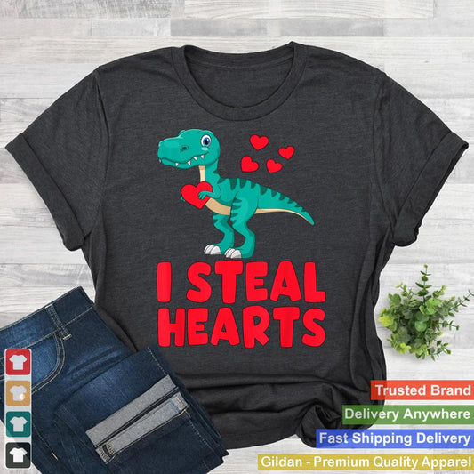 Valentines Day Shirt Kids Dino Valentines Boy I Steal Hearts