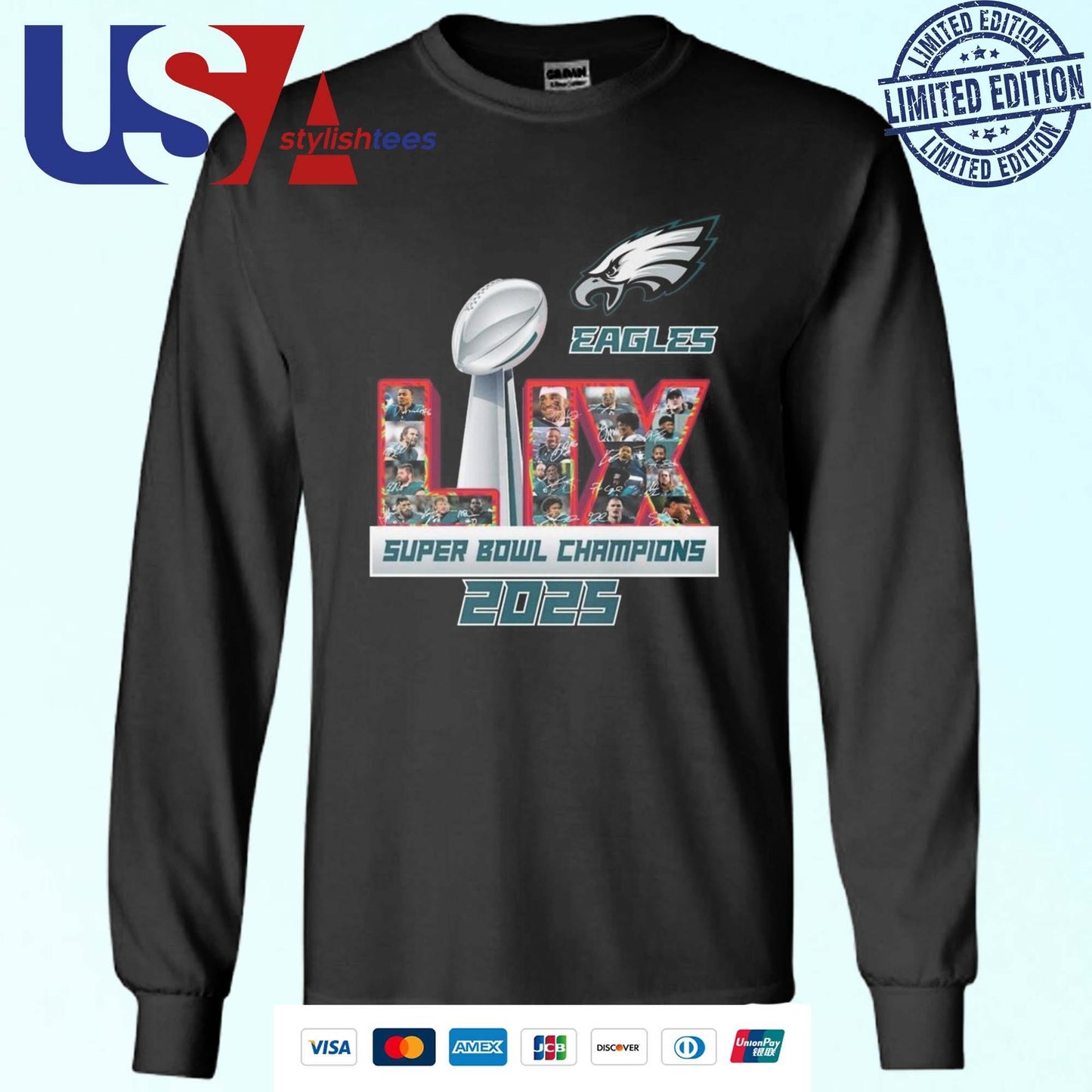 Philadelphia Eagles Super Bowl LIX Champions 2025 Logo Signatures Shirt