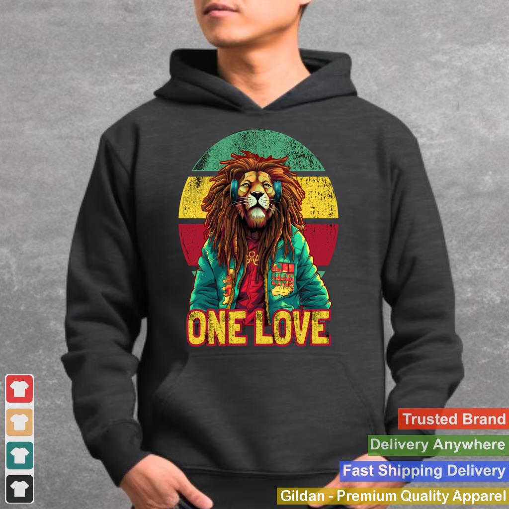 Rasta Lion Reggae Music T-Shirt  One Love Jamaican Tee