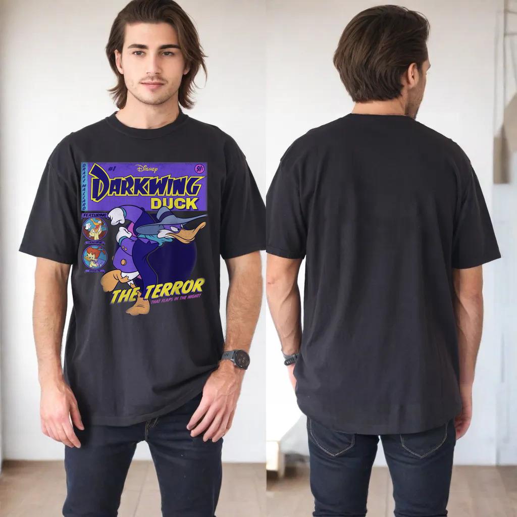 Disney Darkwing Duck Black T-Shirt Classic Fit, Crew Neck, Adult, Short Sleeve