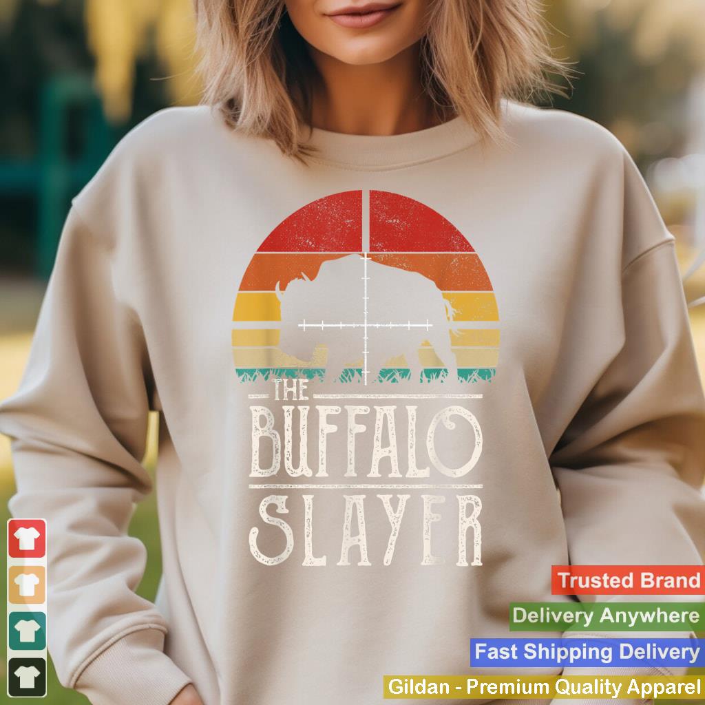 Vintage Sunset Retro Style Buffalo Hunting