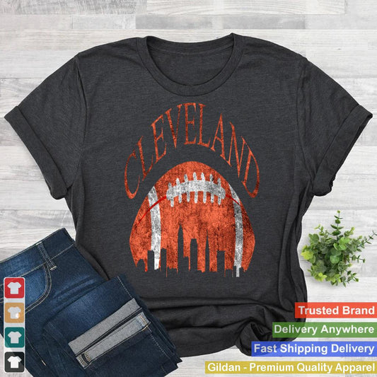 Vintage Downtown Cleveland Ohio Skyline Football Gift Sweatshirt