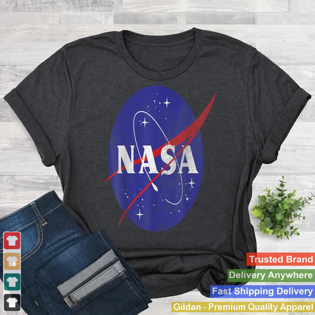 NASA Classic Blue Logo Distressed Vintage Graphic T-Shirt