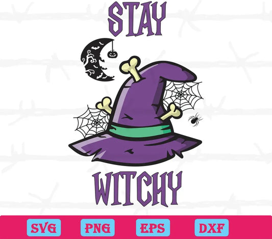 Stay Witchy Halloween With Hat, Graphic Design