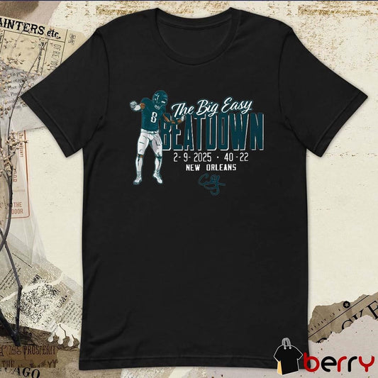 Official C.J. Gardner-Johnson The Big Easy Beatdown 2.9.2025 Philadelphia Eagles New Orleans Signature Graphic t-shirt