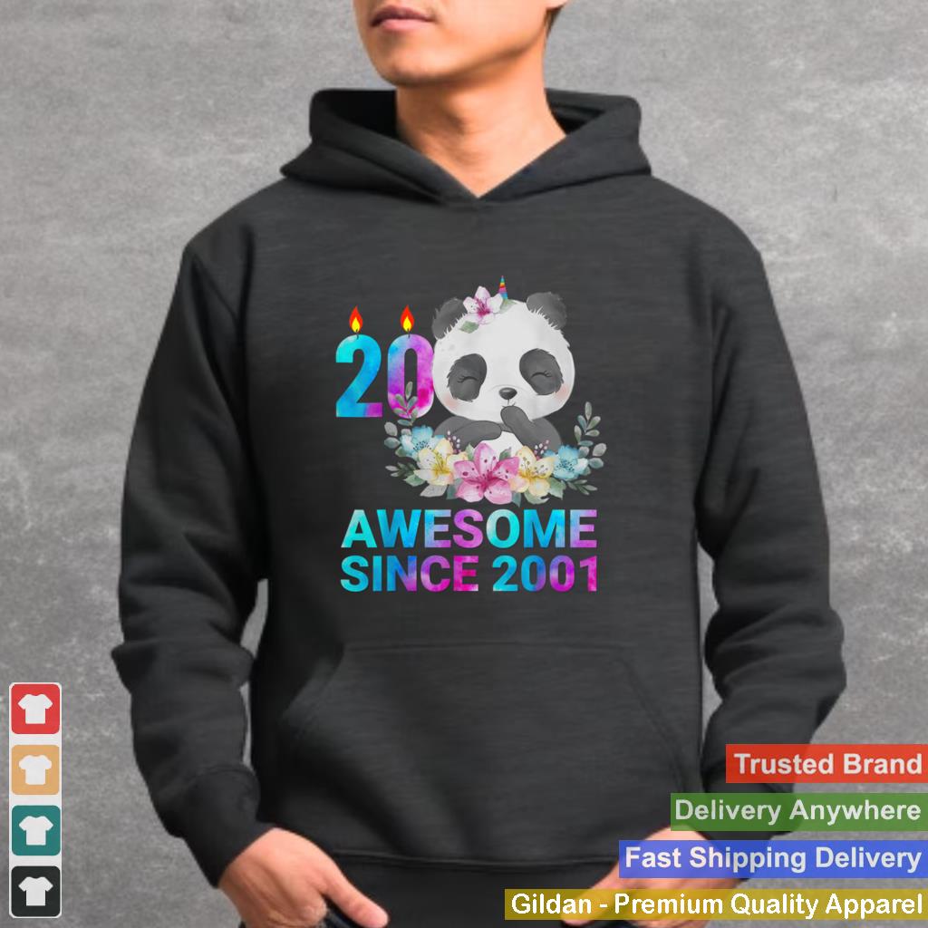 Awesome Since 2001 Cute Panda 20 Years Old 20Th Birthday shirt