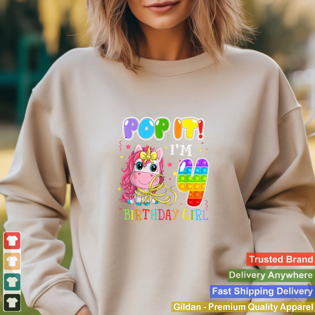 Im 4 Years Old 4th Birthday Unicorn Girls Pop It Fidget T Shirt