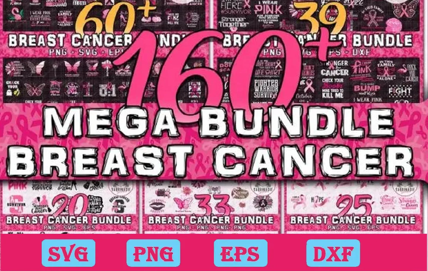 160 Breast Cancer Svg Bundle