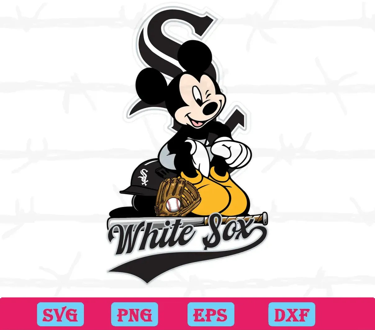 Mickey Mouse Chicago White Sox, Svg Png Dxf Eps Digital Download