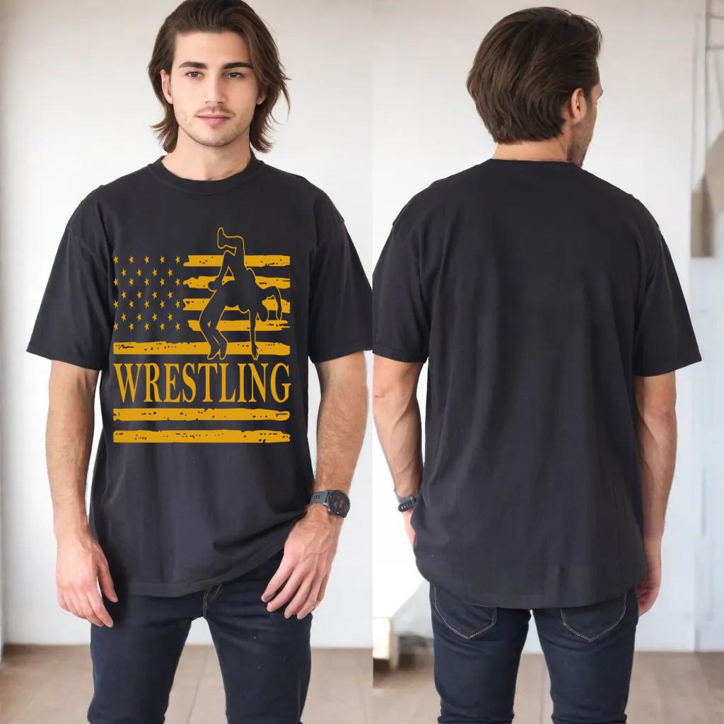 Wrestling Wrestler American USA Flag Patriotic Men Kids Boys