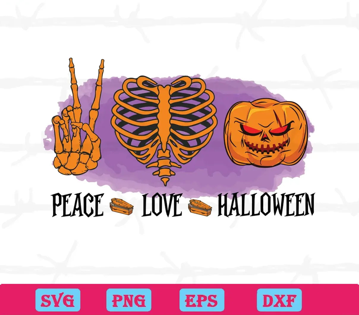 Peace Love Halloween, Cutting File Svg