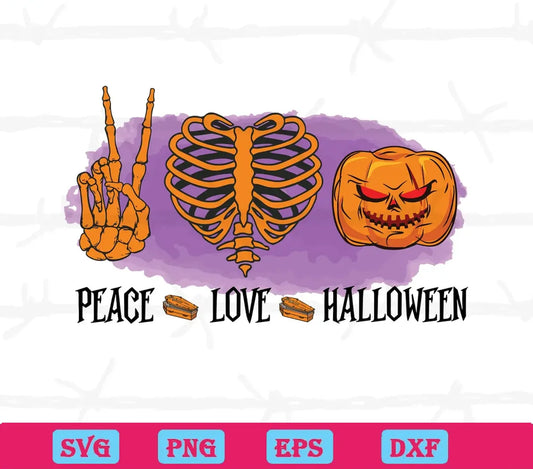 Peace Love Halloween, Cutting File Svg