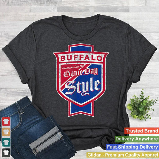 WNY Pride T-Shirt - Blue and Red Buffalo Beer Label