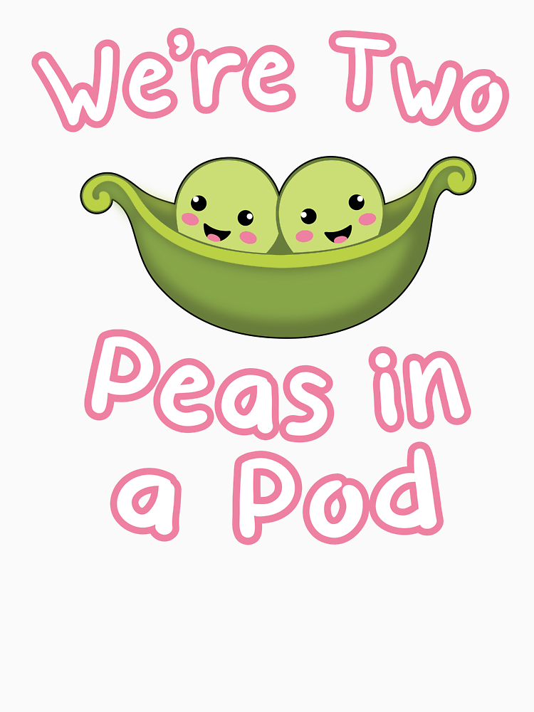 Whimsical Two Peas In A Pod Illustration Cute Anthropomorphic Peas With Cursive Text By Mindnpixels