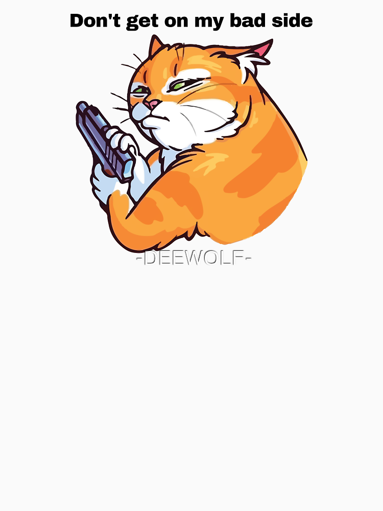 Grumpy Cat With Gun Meme Funny Cat Lover Art By Deewolf