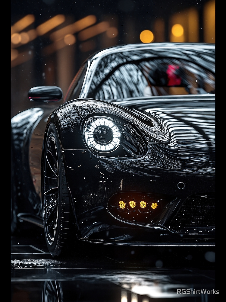 Sleek Black Sports Car In The City By Rgshirtworks