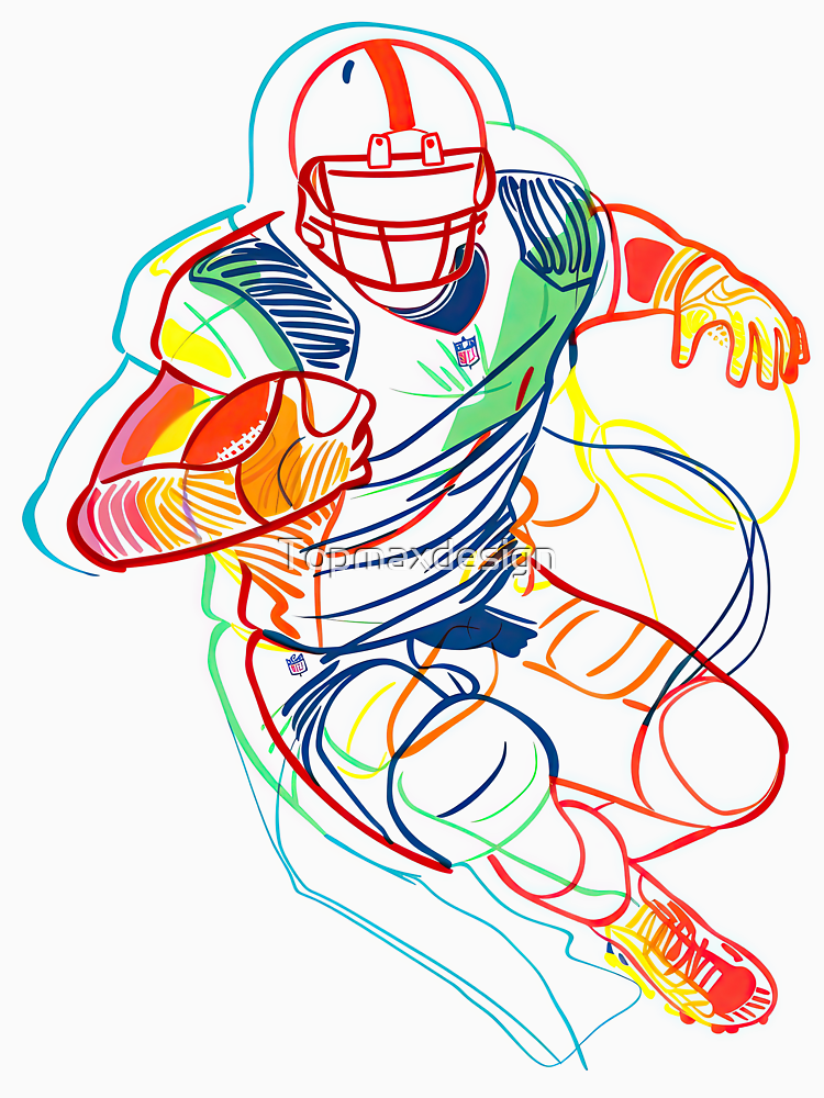 Art Colorful Drawing American Football Player By Topmaxdesign