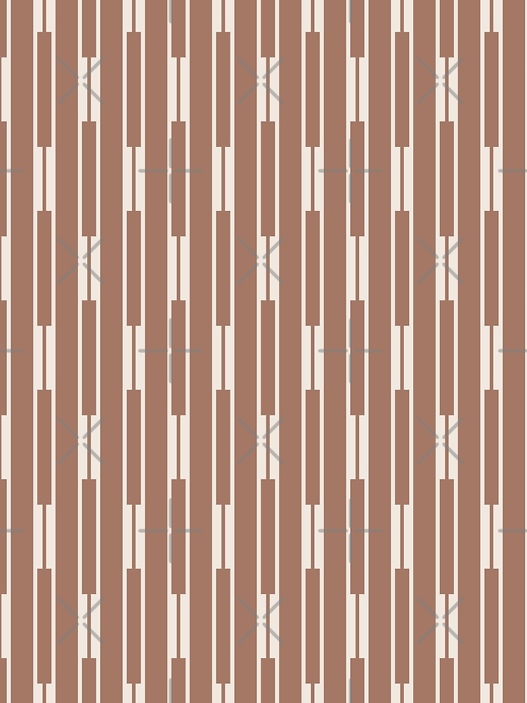 Mid Century Modern Geo Chain Block Stripe Vertical Pattern In Mocha Brown And Neutral Beige By Kierkegaard