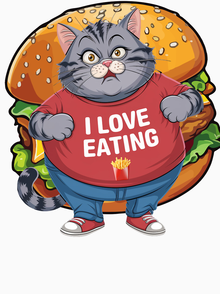 Fat Cat I Love Eating By Kimteam