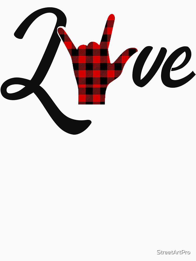 Love Sign Language Buffalo Plaid By Streetartpro