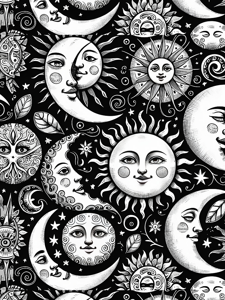 Silver Moon And Sun Print By Ghostmaiden