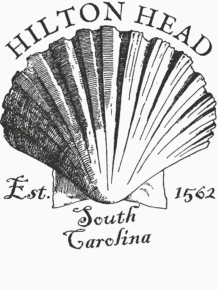 Vintage Style Hilton Head Island South Carolina Shell Black By Surfinglocales