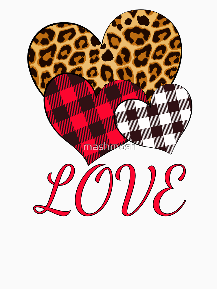 Valentine S Day Love Leopard Print Heart Buffalo Plaid Heart By Mashmosh