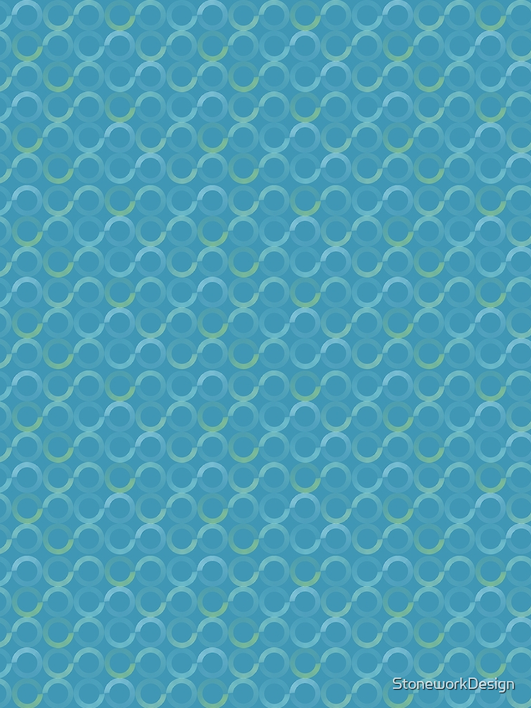 Pattern Striped Circles On Aqua Blue By Stoneworkdesign