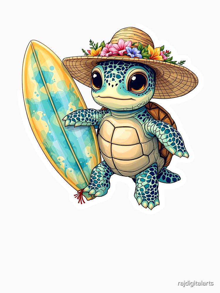 Turtle Surfer By Rajdigitalarts